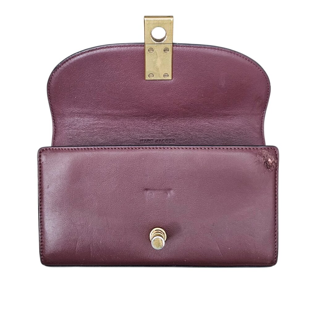 Marc Jacobs West End Gilded Turnlock Flap Leather Long Maroon Wallet Rare - Picture 3 of 16